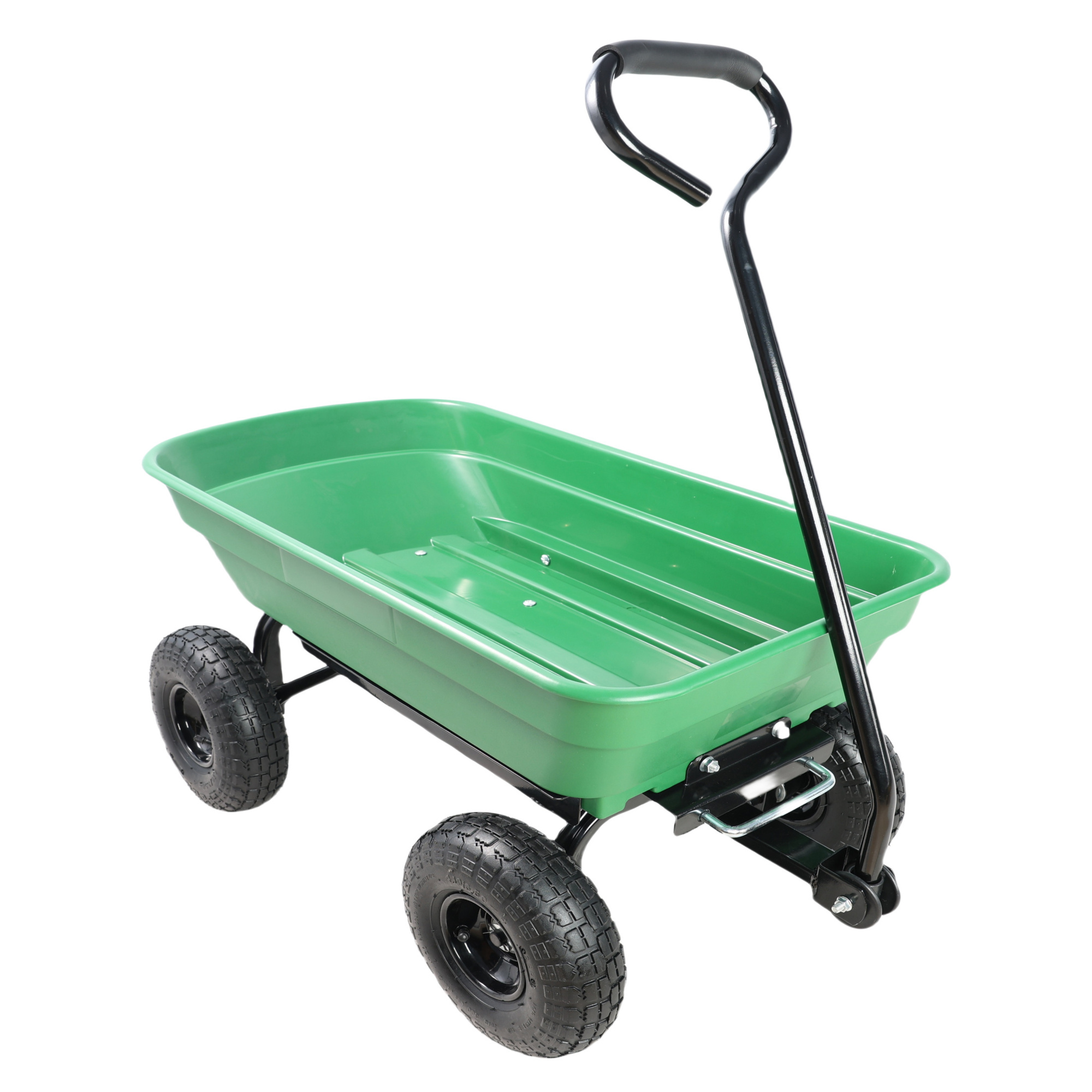 BlackTeck Folding Poly Garden Dump Truck — Steel Frame, 10in. Pneumatic Tires, 300-Lb. Capacity, 55L, Green, Model# NTE-W22721201